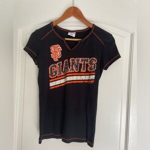 San Francisco Giants Black Cotton T-Shirt with Rhinestones